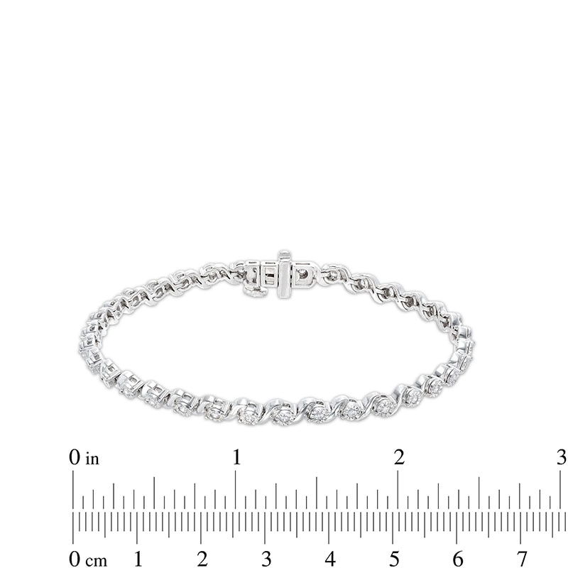 1.63 CT. T.W. Diamond Cascading Tennis-Style Necklace, Bracelet and Drop Earrings Set in Sterling Silver