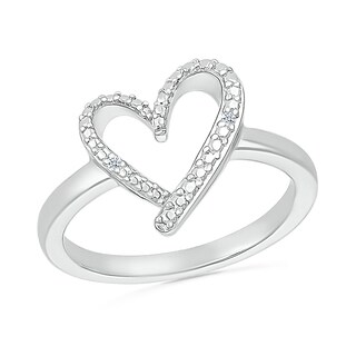 Diamond Accent Ribbon Heart Ring in Sterling Silver