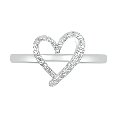 Diamond Accent Ribbon Heart Ring in Sterling Silver