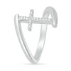 Diamond Accent Cross Bypass Open Shank Ring in Sterling Silver