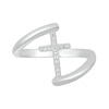 Diamond Accent Cross Bypass Open Shank Ring in Sterling Silver
