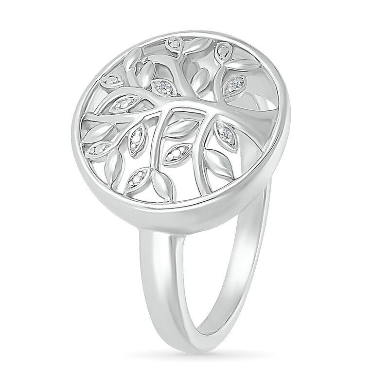 Main Image 2 of Diamond Accent Tree of Life Circle Ring in Sterling Silver
