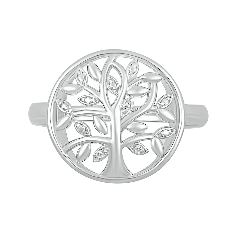 Main Image 3 of Diamond Accent Tree of Life Circle Ring in Sterling Silver