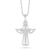 Thumbnail Image 1 of Diamond Accent Cross with Angel Outline Pendant in Sterling Silver