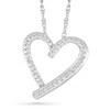 Diamond Accent Ribbon Heart Pendant in Sterling Silver