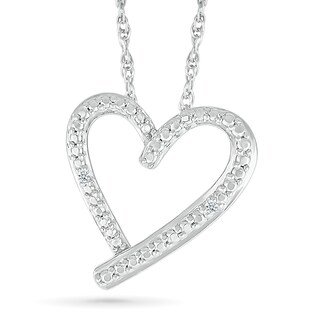 Diamond Accent Ribbon Heart Pendant in Sterling Silver