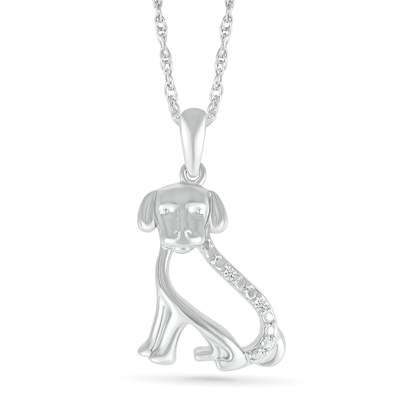 Main Image 1 of Diamond Accent Dog Outline Pendant in Sterling Silver