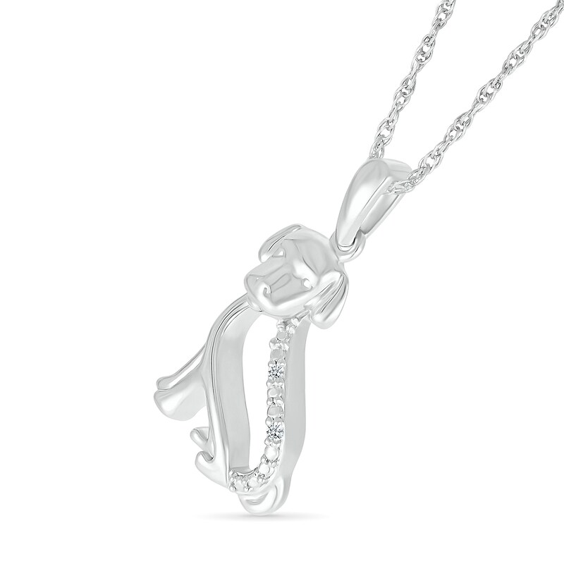 Main Image 2 of Diamond Accent Dog Outline Pendant in Sterling Silver