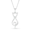 Thumbnail Image 1 of Diamond Accent Cat Outline Pendant in Sterling Silver