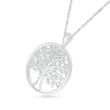 Diamond Accent Tree of Life Circle Pendant in Sterling Silver