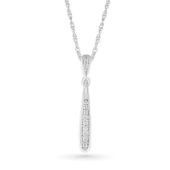 Diamond Accent Elongated Teardrop Pendant in Sterling Silver