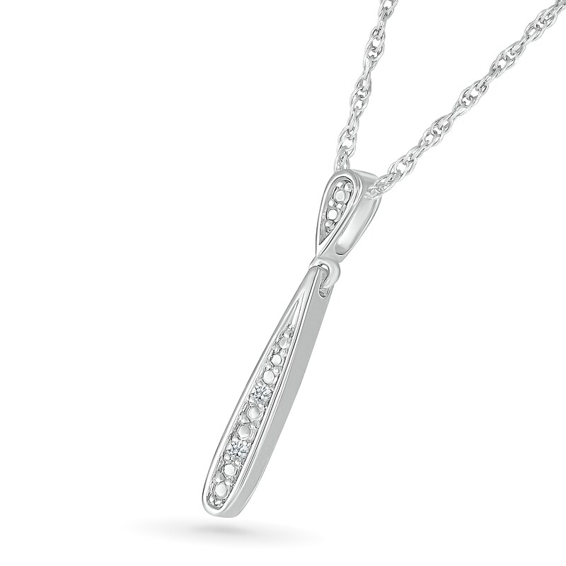 Main Image 2 of Diamond Accent Elongated Teardrop Pendant in Sterling Silver