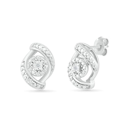 Diamond Accent Bypass Frame Stud Earrings in Sterling Silver