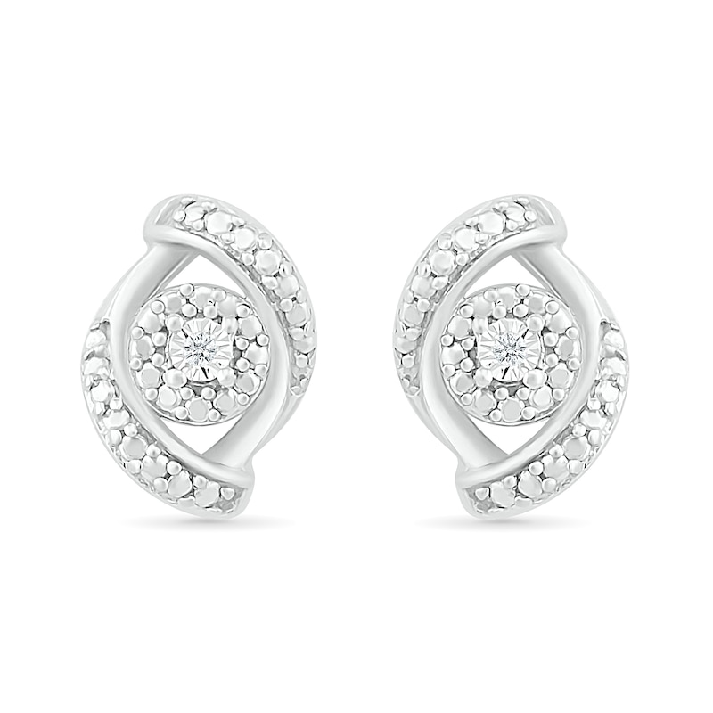 Diamond Accent Bypass Frame Stud Earrings in Sterling Silver