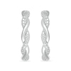 Diamond Accent and Polished Twist J-Hoop Earrings in Sterling Silver