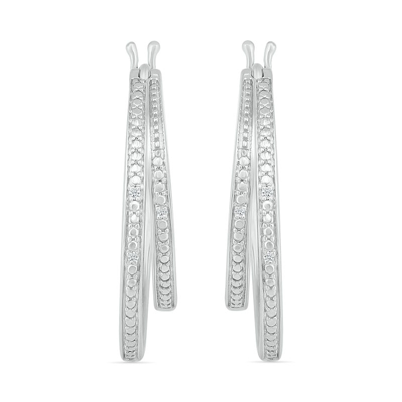 Diamond Accent Split Double Row Hoop Earrings in Sterling Silver