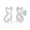 Thumbnail Image 1 of Diamond Accent Cat Outline Stud Earrings in Sterling Silver
