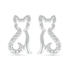 Thumbnail Image 3 of Diamond Accent Cat Outline Stud Earrings in Sterling Silver