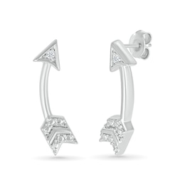 Diamond Accent Arrow Stud Earrings in Sterling Silver