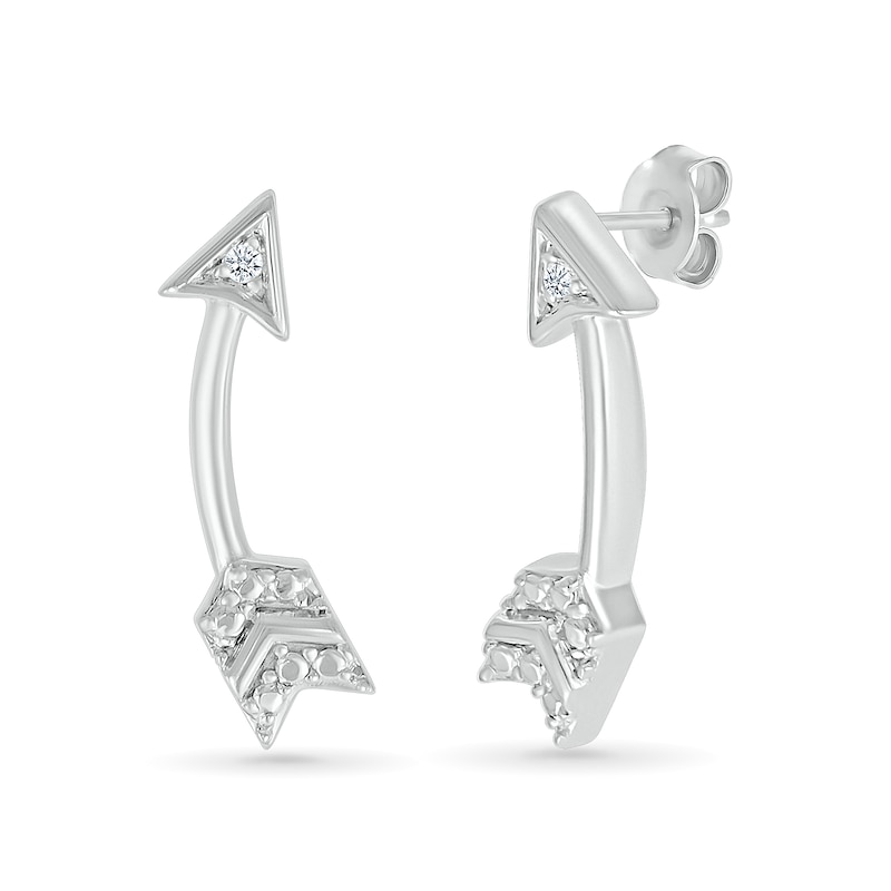 Main Image 1 of Diamond Accent Arrow Stud Earrings in Sterling Silver