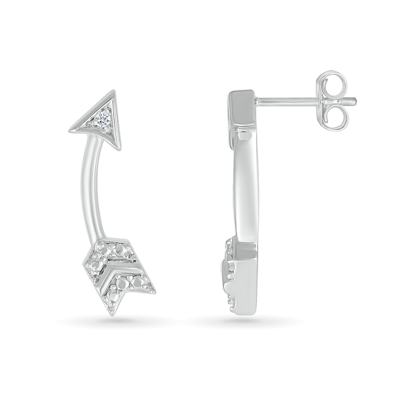 Main Image 2 of Diamond Accent Arrow Stud Earrings in Sterling Silver