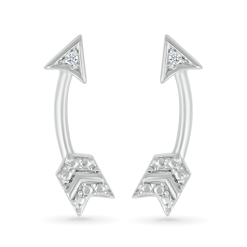 Main Image 3 of Diamond Accent Arrow Stud Earrings in Sterling Silver