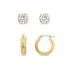 Thumbnail Image 0 of 5.0mm Cubic Zirconia Studs and 13.0mm Hoop Earrings Set in 14K Gold