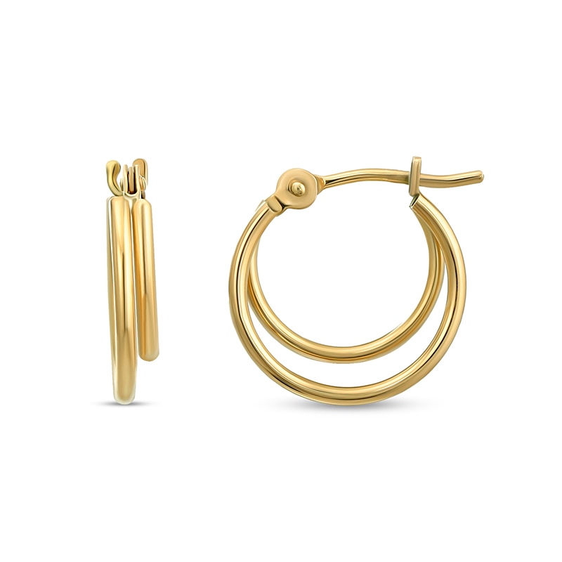 Double Loop Hoop Earrings in 14K Gold|Peoples Jewellers