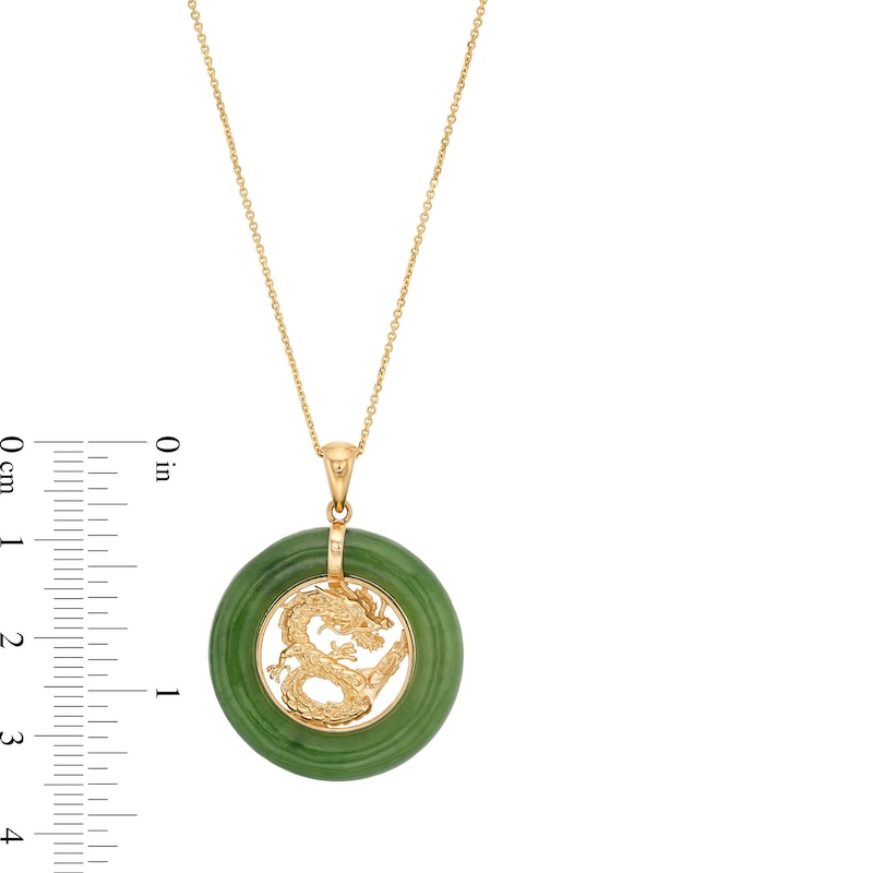 Main Image 4 of Jade Dragon Open Circle Frame Pendant in 14K Gold