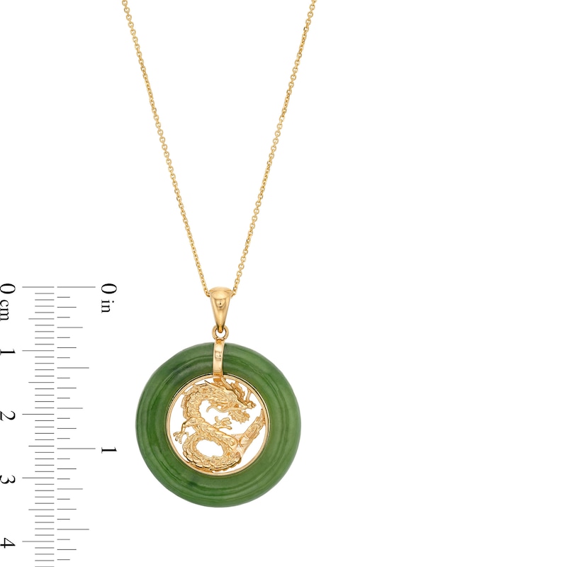 Jade Dragon Open Circle Frame Pendant in 14K Gold|Peoples Jewellers