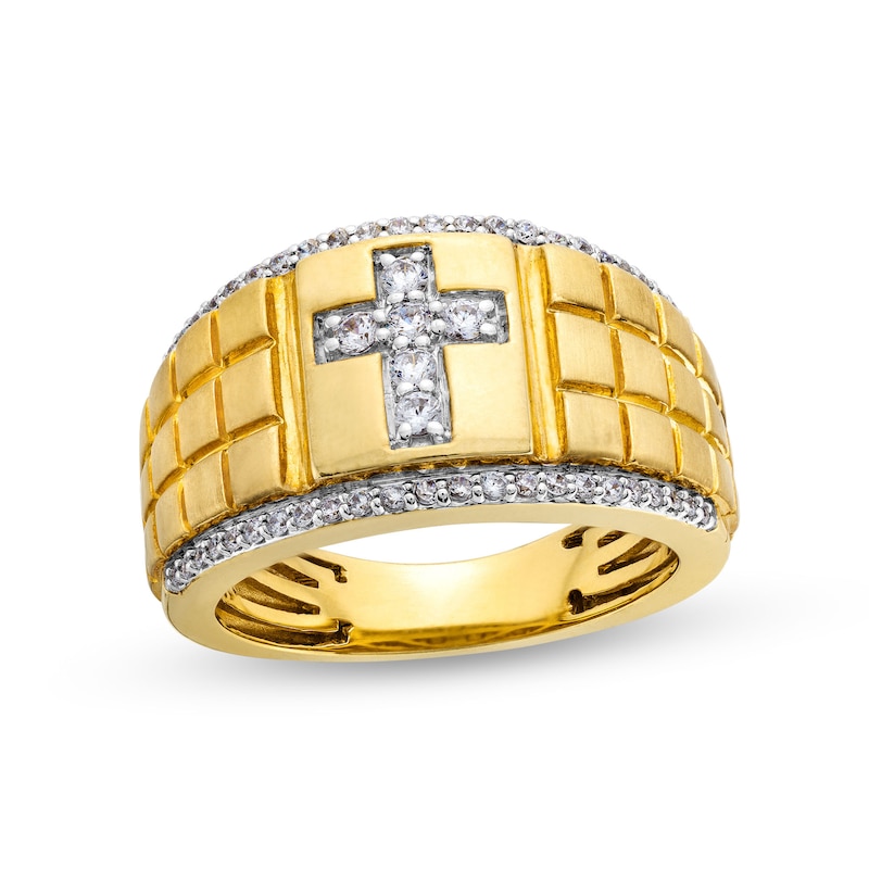 Men's 0.45 CT. T.W. Diamond Cross Ring in 10K Gold