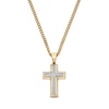 Men's 0.085 CT. T.W. Diamond Cross Pendant in Stainless Steel with Yellow Ion Plate - 24"