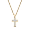 Thumbnail Image 0 of Men's 0.085 CT. T.W. Diamond Cross Pendant in Stainless Steel with Yellow Ion Plate - 24"