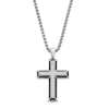 Thumbnail Image 1 of 0.50 CT. T.W. Black and White Diamond Cross Pendant in Stainless Steel with Black Ion Plate - 24"
