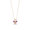 Thumbnail Image 1 of Child's Marquise Amethyst and White Topaz Butterfly Pendant in 14K Gold - 13"