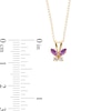 Thumbnail Image 1 of Child's Marquise Amethyst and White Topaz Butterfly Pendant in 14K Gold - 13"