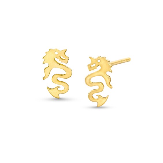 Dragon Stud Earrings in 10K Gold