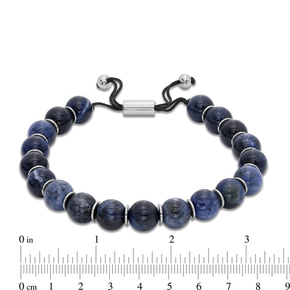 Men's Sodalite Bead Adjustable Bracelet with Stainless Steel