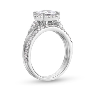 1.50 CT. T.W. Certified Princess-Cut Lab-Created Diamond Frame Bridal Set in 14K White Gold (F/VS2)