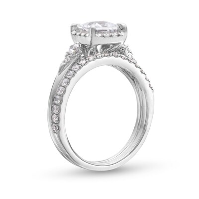 1.50 CT. T.W. Certified Princess-Cut Lab-Created Diamond Frame Bridal Set in 14K White Gold (F/VS2)