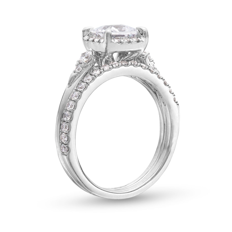 1.50 CT. T.W. Certified Princess-Cut Lab-Created Diamond Frame Bridal Set in 14K White Gold (F/VS2)