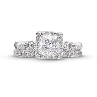 1.50 CT. T.W. Certified Princess-Cut Lab-Created Diamond Frame Bridal Set in 14K White Gold (F/VS2)