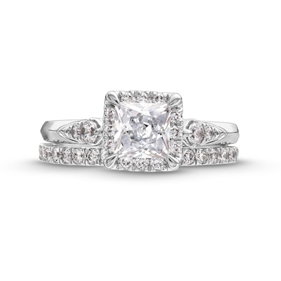 1.50 CT. T.W. Certified Princess-Cut Lab-Created Diamond Frame Bridal Set in 14K White Gold (F/VS2)