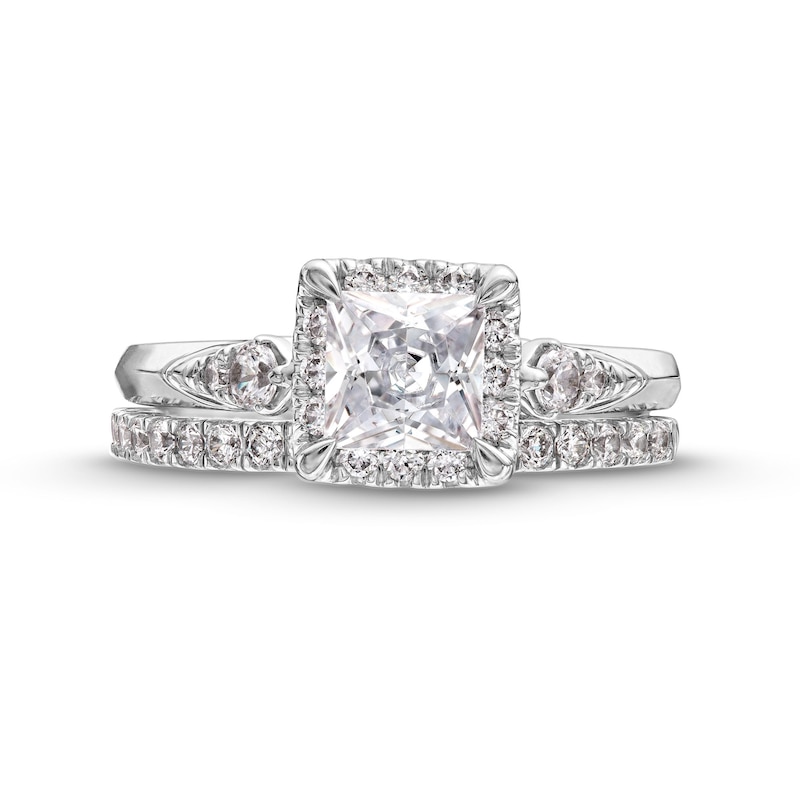 1.50 CT. T.W. Certified Princess-Cut Lab-Created Diamond Frame Bridal Set in 14K White Gold (F/VS2)