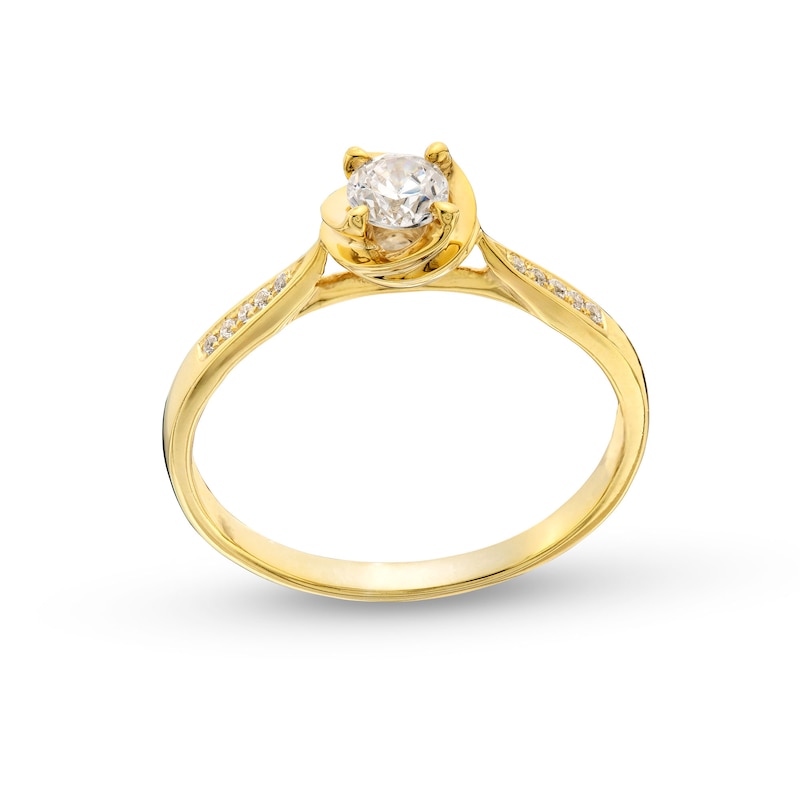 0.30 CT. T.W. Diamond Swirl Frame Tapered Shank Engagement Ring in 14K Gold|Peoples Jewellers