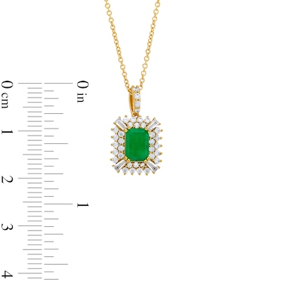 Emerald-Cut Emerald and 0.50 CT. T.W. Certified Lab-Created Diamond Pendant in 10K Gold (F/SI2)