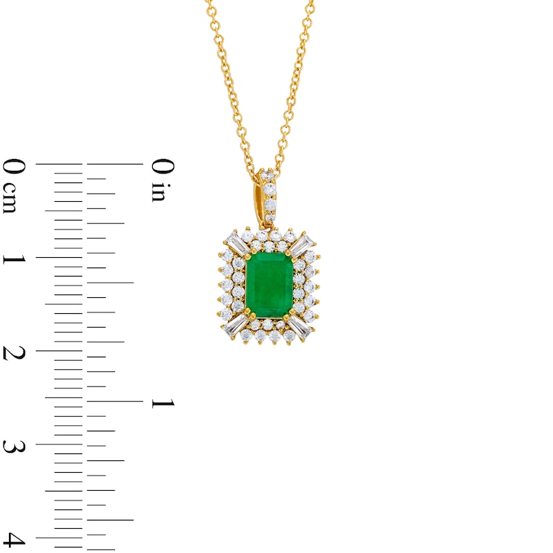Emerald-Cut Emerald and 0.50 CT. T.W. Certified Lab-Created Diamond Pendant in 10K Gold (F/SI2)