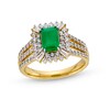 Emerald-Cut Emerald and 0.70 CT. T.W. Certified Lab-Created Diamond Ring in 10K Gold (F/SI2)