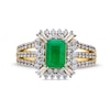 Emerald-Cut Emerald and 0.70 CT. T.W. Certified Lab-Created Diamond Ring in 10K Gold (F/SI2)