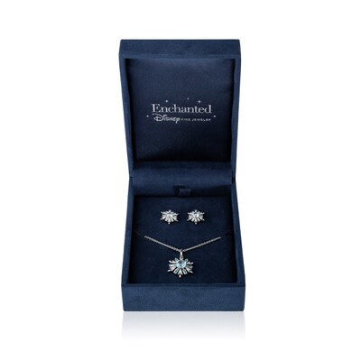 Collector’s Edition Enchanted Disney Frozen 10th Anniversary Snowflake Pendant and Stud Earrings Set in Sterling Silver